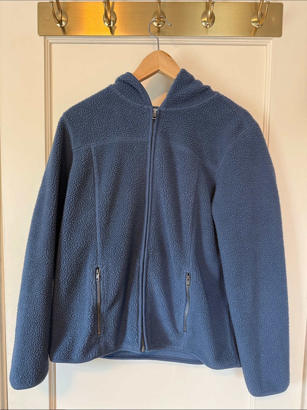 Fuzzy blue sherpa zip up hoodie size medium